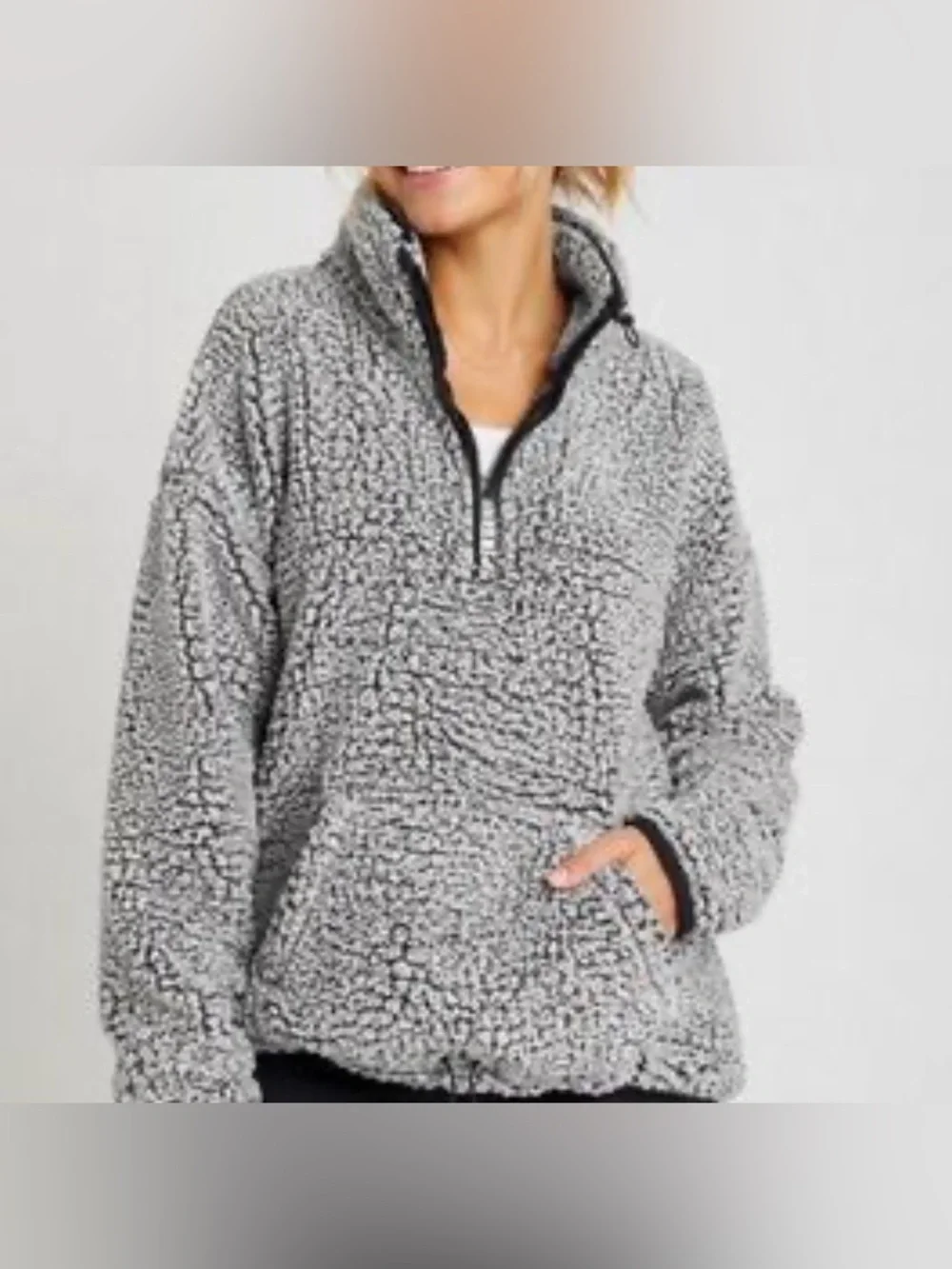 Justice Gray Sherpa Quarter-Zip Pullover Jacket 20 Plus